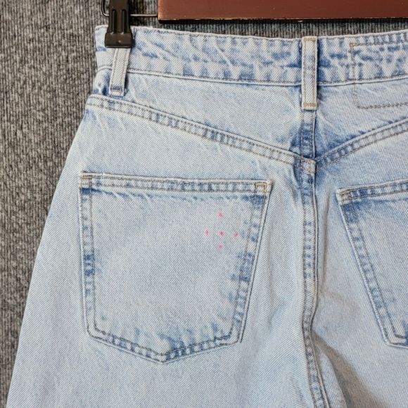 ZARA Jeans Womens 2 Blue Marine Straight Wide Leg High Waist Raw Hem - Picture 10 of 12